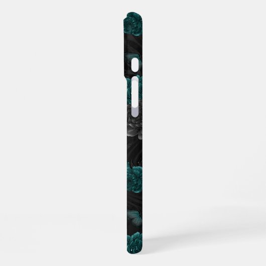 Zodiac Magic | Dunkelgrüne, Aquamarine Rose des Sc iPhone Hülle (Linke Seite)