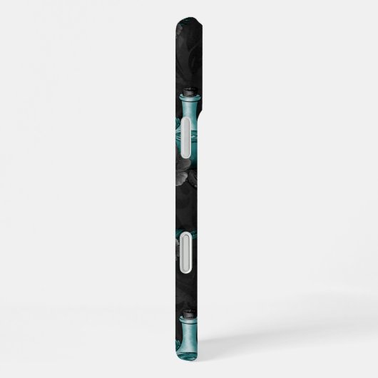 Zodiac Magic | Dunkelgrüne, Aquamarine Rose des Sc iPhone Hülle (Rechte Seite)