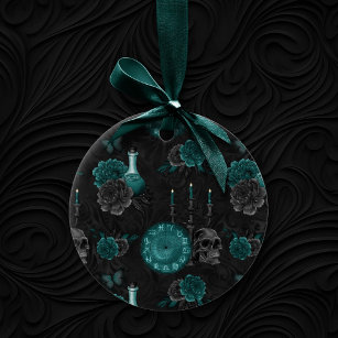 Zodiac Magic   Dunkelgrüne, Aquamarine Rose des Sc Keramik Ornament