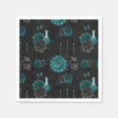 Zodiac Magic | Dunkelgrüne, Aquamarine Rose des Sc Serviette (Vorderseite)