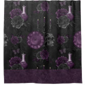 Zodiac Magic | Dunkle Lila Pflaumengotik Rose Duschvorhang (Vorderseite)