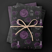 Zodiac Magic | Dunkle Lila Pflaumengotik Rose Geschenkpapier Set