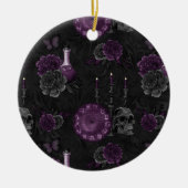 Zodiac Magic | Dunkle Lila Pflaumengotik Rose Keramik Ornament (Vorne)