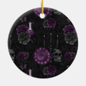 Zodiac Magic | Dunkle Lila Pflaumengotik Rose Keramik Ornament (Hinten)