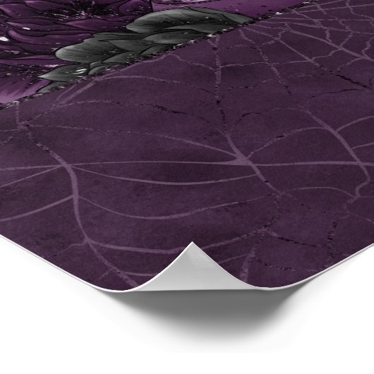 Zodiac Magic | Dunkle Lila Pflaumengotik Rose Poster (Ecke)