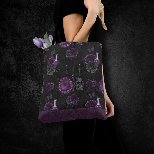 Zodiac Magic | Dunkle Lila Pflaumengotik Rose Tasche