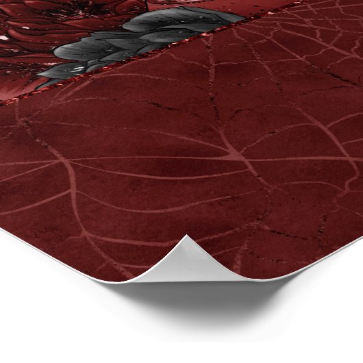 Zodiac Magic | Henna Red Gothic Skull Rose Tränke Poster (Ecke)