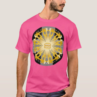Zodiac Mandala AQUARIUS Black T-Shirt