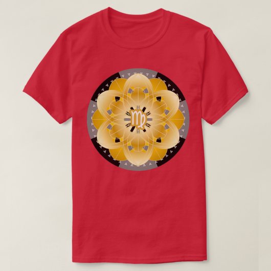 Zodiac Mandala VIRGO Black T-Shirt (Design vorne)