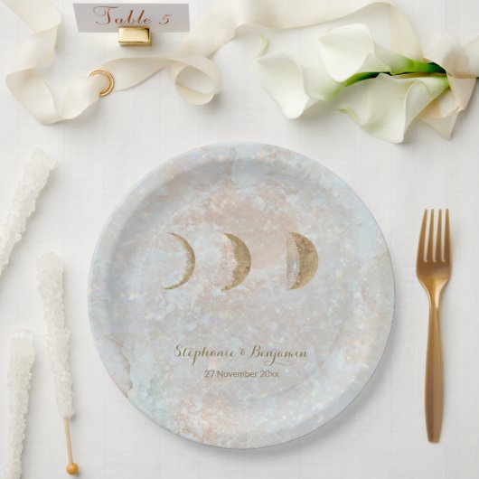 Zodiac Mond Typografie Himmelsbraut Hochzeit Pappteller (Hochzeit)