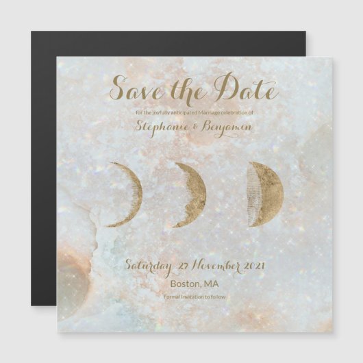 Zodiac Moon Blue Celestial Save the Date Magnet (Vorne/Hinten)