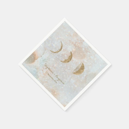 Zodiac Moon Celestial Custom Text Minimal Wedding Serviette (Ecke)