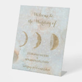 Zodiac Moon Celestial Gold Elegante Flache Hochzei Sockelschild (Vorderseite)