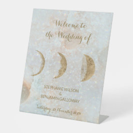 Zodiac Moon Celestial Gold Elegante Flache Hochzei Sockelschild