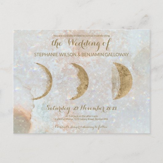 Zodiac Moon Ice Blue Celestial Gold Postkarte (Vorderseite)