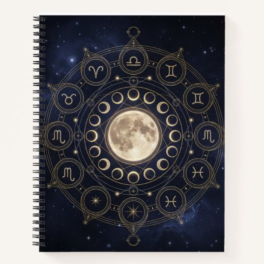 Zodiac & Moon Phase Celestial Journal Notizblock (Vorderseite)