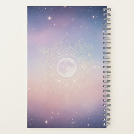 Zodiac & Moon Phase Celestial Notebook  Notizblock (Rückseite)