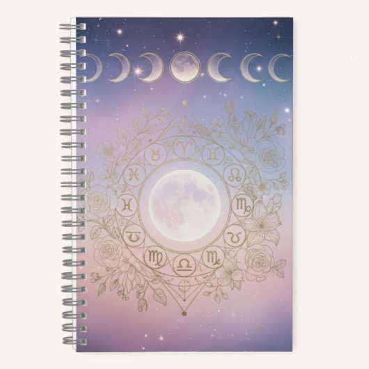 Zodiac & Moon Phase Celestial Notebook Notizblock (Vorderseite)