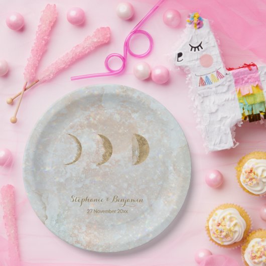 Zodiac Moon Typografie Celestial Simple Wedding Pappteller (Party)