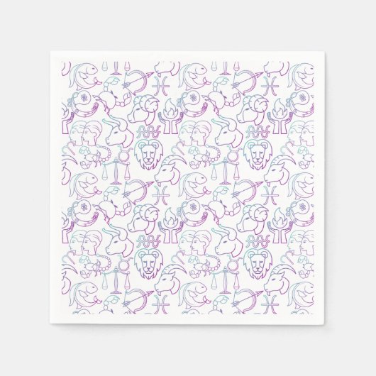 Zodiac Muster. Luminous x4.b, weißes BG Serviette (Vorderseite)