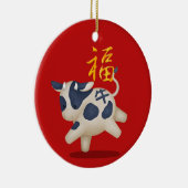 Zodiac Ox "Fortune" Chinesisch Neues Jahr kundensp Keramik Ornament (Rechts)