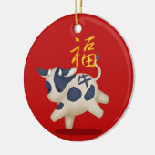 Zodiac Ox "Fortune" Chinesisch Neues Jahr kundensp Keramik Ornament (Links)