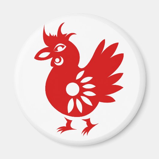 ZODIAC PAPERCUT ROOSTER ILLUSTRATION MAGNET (Vorne)