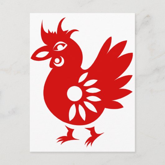ZODIAC PAPERCUT ROOSTER ILLUSTRATION POSTKARTE (Vorderseite)