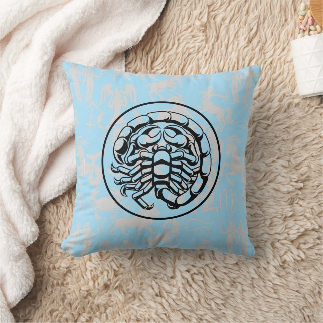 Zodiac Pattern Z02 - Scorpio.w L Blue BG Kissen (Decke)