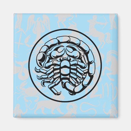 Zodiac Pattern Z02 - Scorpio.w L Blue BG Magnet (Vorne)
