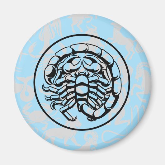 Zodiac Pattern Z02 - Scorpio.w L Blue BG Magnet (Vorne)