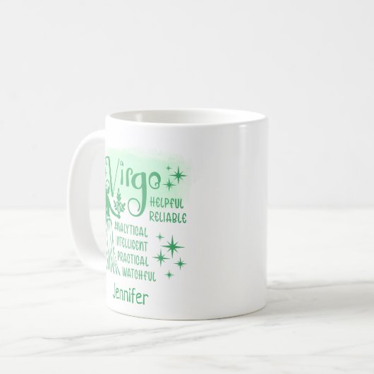 Zodiac Personalisiert Virgo Tracks Horoskop Kaffee Kaffeetasse (Vorderseite Links)