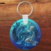 Zodiac Pisces Anpassen von NAME, DATUM Schlüsselanhänger (Vorderseite)