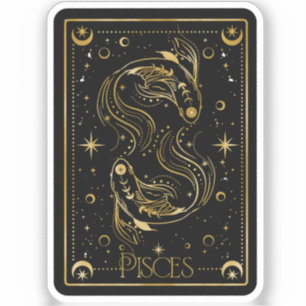 Zodiac Pisces Black & Gold Die Vinyl Sticker