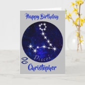 Zodiac Pisces Horoscope Card Karte (Gelbe Blume)