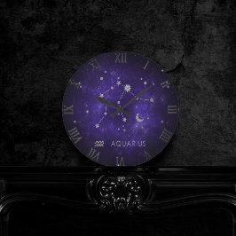 Zodiac Purple Aquarius | Astrology Horoscope Runde Wanduhr