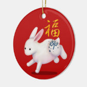 Zodiac Rabbit "Fortune" Chinesisches Neujahr Custo Keramik Ornament (Links)