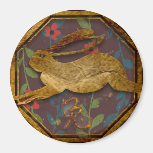 Zodiac Rabbit mit chinesischem Symbol Magnet (Vorne)