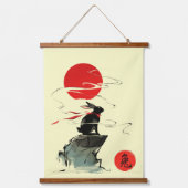 Zodiac Rabbit Tinte art sumi-e Wandteppich Mit Holzrahmen (Vorderseite)