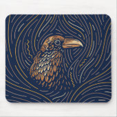 Zodiac Raven Portrait | Handgezeichnet Raven Mouse Mousepad (Vorne)