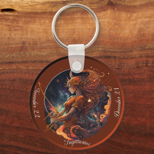 Zodiac Sagittarius AnpassungsNAME, DATUM Schlüsselanhänger (Vorderseite)