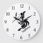 Zodiac Sagittarius Black Numbers Große Wanduhr (Vorderseite)