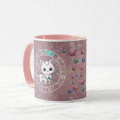 Zodiac Sagittarius Niedlich Cat Wheel Planet Astro Tasse (Vorderseite Links)