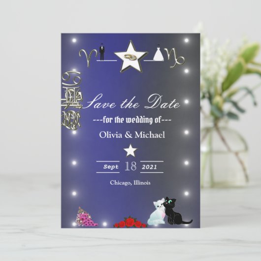 Zodiac Save The Date (Stehend Vorderseite)
