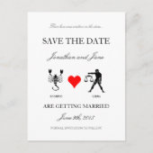 Zodiac Save the Date (Scorpio/Libra) weiß Ankündigungspostkarte (Vorderseite)