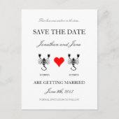 Zodiac Save the Date (Scorpio/Scorpio) weiß Ankündigungspostkarte (Vorderseite)