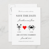 Zodiac Save the Date (Skorpio/Krebs) weiß Ankündigungspostkarte (Vorne/Hinten)