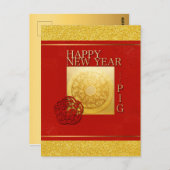 Zodiac-Schild Papercut Chinesisches Jahr 2019 G Po Postkarte (Vorne/Hinten)