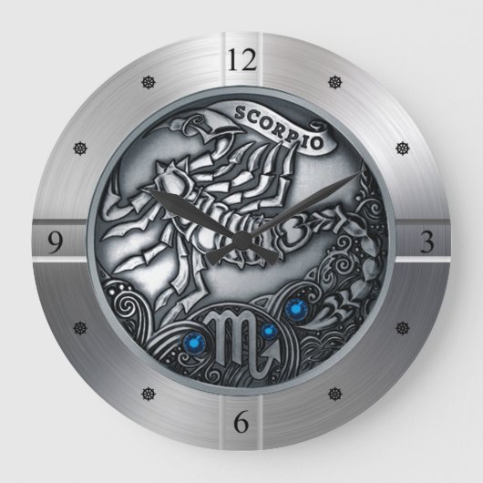 Zodiac ~ Scorpio ~ Celestial ~ Western Astrologie Große Wanduhr (Vorderseite)