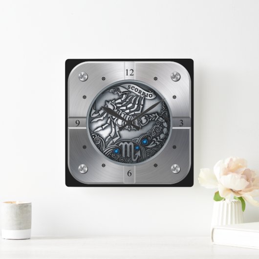 Zodiac ~ Scorpio ~ Celestial ~ Western Astrologie Quadratische Wanduhr (Zuhause)